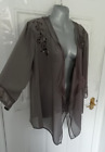 Chesca Size 12 Taupe Grey Beaded Embroidered Open Shrug Cover Top Bolero