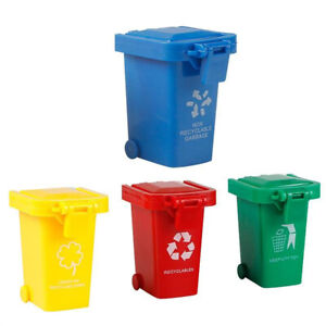 4 Color Mini Trash Can Bin Toy Garbage Truck Trashcan for Kids Curbside Vehicle