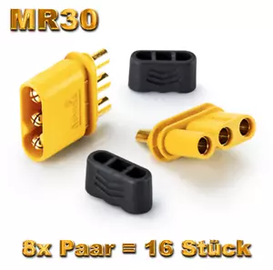 8 Paar 16 Stück MR30 2.0mm 3Pin Stecker Buchse Multirotor Motor ESC Goldstecker - Bild 1 von 12