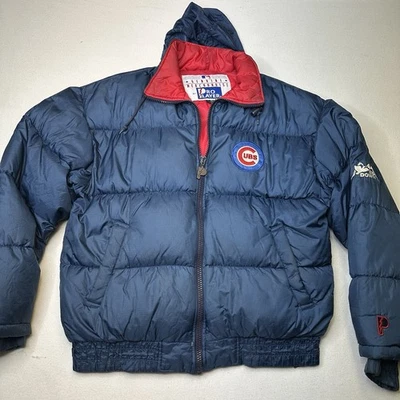 Vintage MLBChicago Cubs Pro Player Down Jacket Mens M Blue Ripstop Full Zip - Image 1 of 4