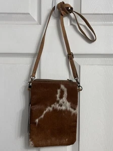 Myrna Cross Body Mini Bag Brown Leather And Cotton Adjustable NWT - Picture 1 of 15