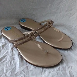 Italian Shoemakers Damen flache Zehenstegsandalen Gr. 7,5 hellgold leicht NEU  - Bild 1 von 15
