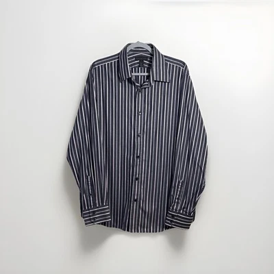 Camisa EXPRESS DESIGN STUDIO Para Hombres Manga Larga Cuello Abotonado Azul Rayas XL Foto 1 de 4