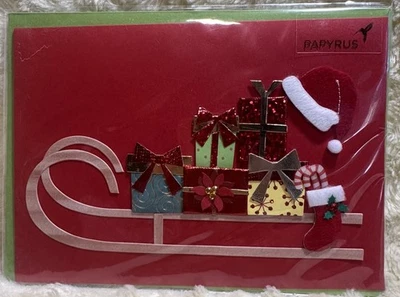 Papyrus Christmas Card 2013 Sled Sleigh Gifts Jewels 3D Special Delivery - Image 1 of 3