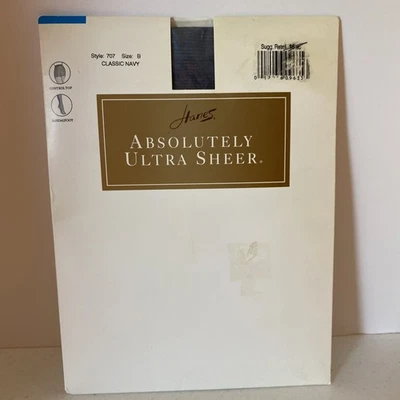 Vintage Hanes Absolutely Ultra Sheer Con Top Size B  Navy Pantyhose #707 - Image 1 of 4