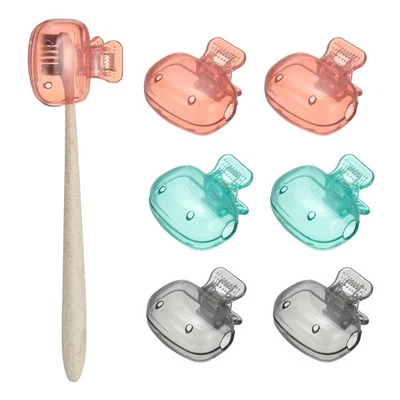 Toothbrush Head Cover Cap, 6Pcs Brush Cover Pink/Grey/Sky blue - Image 1 of 4