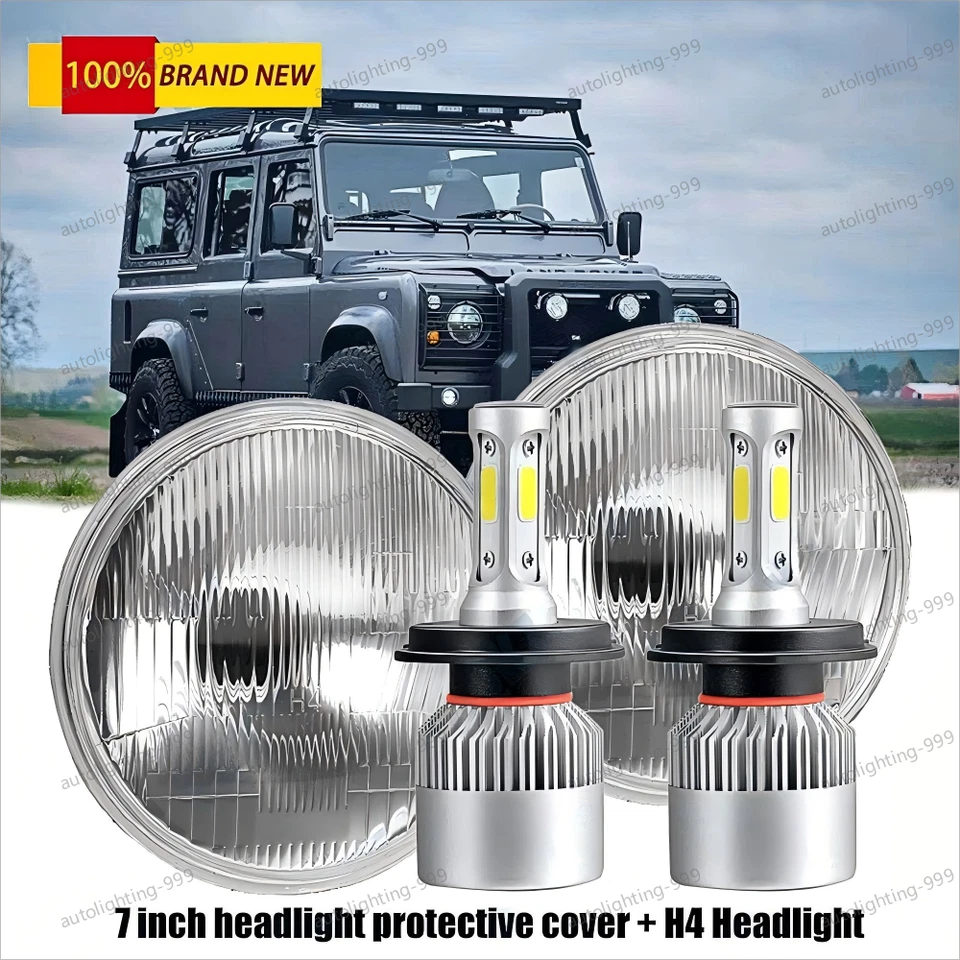 Faróis de LED redondos DRL Hi&Lo Beam para Land Rover Defender 90 110 pares 7" polegadas - Imagem 1 de 4