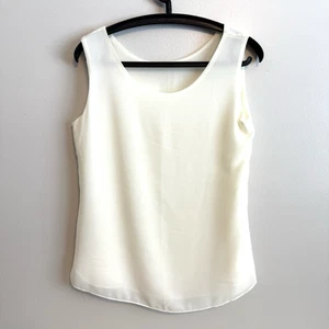Womens White Sleeveless Blouse Size Small Fairy Flowy Vanilla Girl Babydoll - Picture 1 of 9