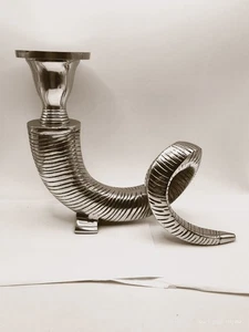 Metal Rustic Ram Horn Taper Candle Holder 10" - Bild 1 von 10