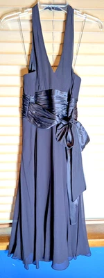 Maggy London 100% Silk Halter Evening Dress Brown Size 8 Formal Cocktail Dress - Image 1 of 4