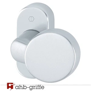 Hoppe Türknopf Zylinder gekröpft Alu natur drehbar auf Ovalrosette 58G/55 F1 - Bild 1 von 2