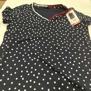 Tommy Hilfiger Damen Kurzarmshirt mit V-Ausschnitt, Navy, Größe M - Bild 1 von 6