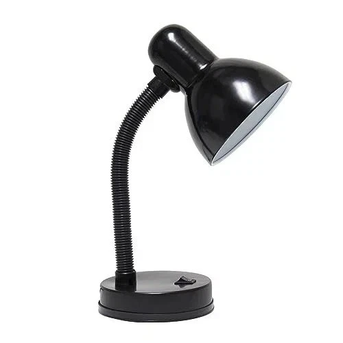 Simple Designs LD1003BLK Basic Metal Flexible Hose Neck Desk Lamp Black