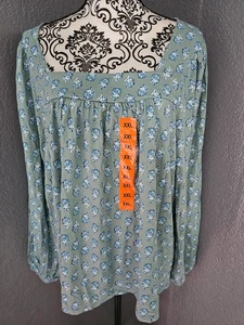 Neu Damen Lucky Brand Langarm Blumen Bluse quadratischer Ausschnitt Pullover Größe XXL - Bild 1 von 11