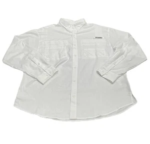 Columbia PFG Button Up Shirt Large White Mesh Fishing Vented Boat Outdoors Mens - Picture 1 of 9