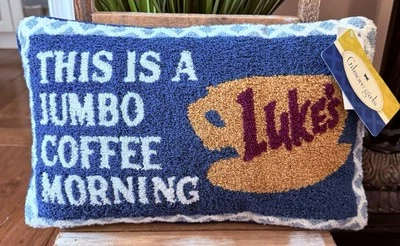 NEW Gilmore Girls 16x10 Blue Decorative Pillow THIS IS A JUMBO COFFEE MORNING - Image 1 of 4