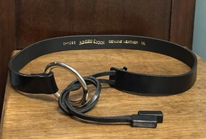 Amiee Lynn Black Leather Waist Belt Lace Tie Sz M/L 1”Wide EUC Read - Picture 1 of 6