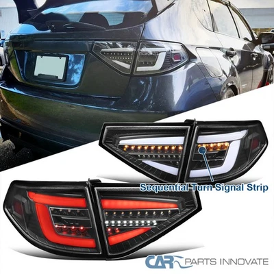 [Sequential + Full LED] Fits 08-14 Subaru Impreza WRX 2.5L Hatchback Tail Lights Foto 1 de 4