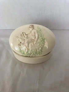 Vintage Maiden & Angel (Amor) Porzellan Schmuckschatulle mit Deckel - Bild 1 von 13