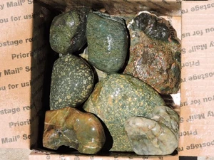 Box of MIXED OREGON GREEN Stones.. Different Varieties  (10.8 Pounds) - Picture 1 of 24