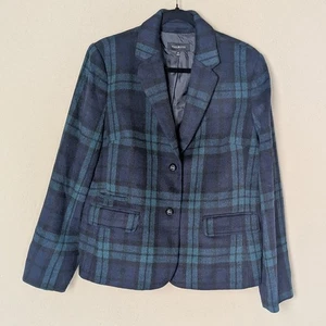 Talbots Wool Blend Plaid Blazer Blackwatch Tartan Sz 14 Heritage Academia Preppy - Picture 1 of 10