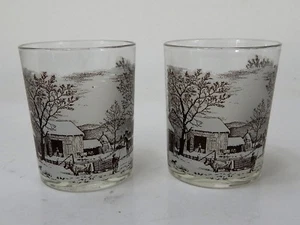 2 Currier & Ives "Home for the Holidays Tumblers - Picture 1 of 4