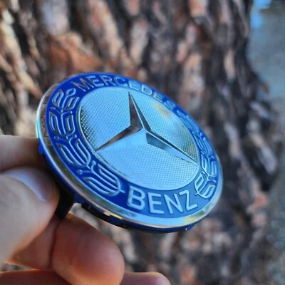 Set of 4 Mercedes Benz Center Caps Light Blue 2.95 Inch/75mm Fits Most Models - Image 1 of 4
