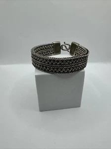 Silber Armband 925 Fuchsschwanzkette , 17 Cm, Doppelreihig, Massiv Vintage - Bild 1 von 8
