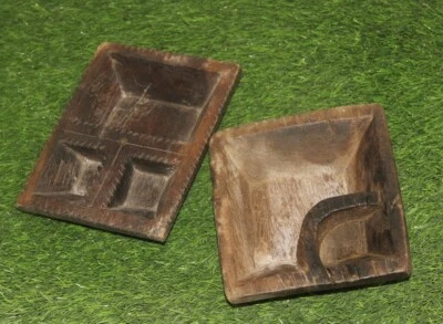 Ensaladera/trible especias de madera antigua hecha a mano original vintage de 2 piezas 8696 Foto 1 de 4