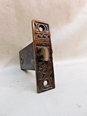 1800's Antique DOOR MORTISE LOCKSET Copper/Black Finish VICTORIAN Style ORIGINAL Cover