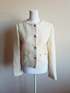 NEU ZARA Damen weißer Tweed Blazer Gr. XS - Bild 1 von 16