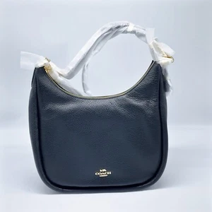 Neu mit Etikett echt Coach Jules Hobo Kiesel Leder Schultertasche schwarz Stil #C9190 - Bild 1 von 9