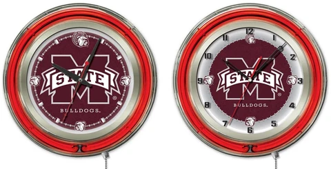 NCAA - Mississippi State Double Neon Ring, Logo Clock College Team Logo Cover