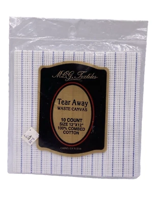 MCG Textiles Tear Away Waste Canvas 10 Count 12" x 12" 100% Combed Cotton - Image 1 of 2