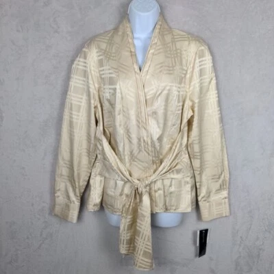 NUEVO CON ETIQUETAS Blusa Jones NY Abotonada Mujer 1X Corbata Dorada Frontal Oficina Madura Clásica Foto 1 de 4