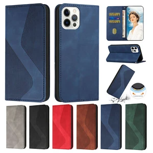 For iPhone 14 13 15 16Pro Max 12 11 XR XS 7 8+ Magnetic Leather Wallet Flip Case - Picture 1 of 54