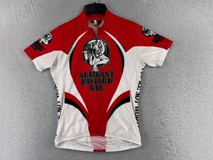 VINTAGE Canari Cycling Jersey Womens Large White Red Arrogant Bastard Ale Beer - Picture 1 of 14