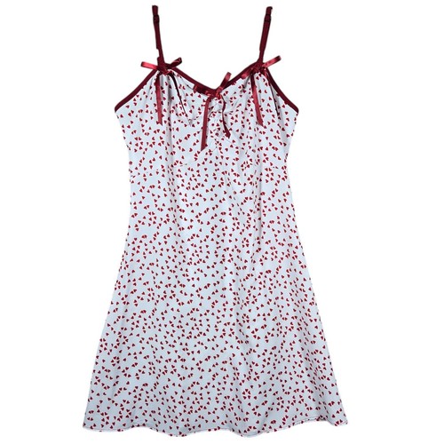 Romwe Vestito Slip Donna 2 Cuori Fiocchi San Valentino Coquette Balletto Romance Flirty