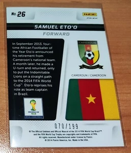PRIZM W. CUP BRASIL - 2014 - SAMUEL ETO'O - CAPTAINS no.26 - Numbered : 070 /199 - Imagen 1 de 2