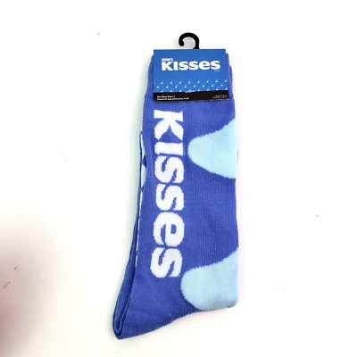 Hersheys Kisses Adult Size 6-12 Purple Blue Graphic Novelty Crew Socks 1 Pair - Image 1 of 4