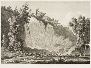 A. DIES (1755-1822), Die obere Kaskade in Tivoli, 1796, Rad. Klassizismus - Bild 1 von 5