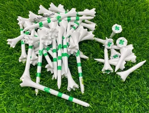 Plastic Golf Tees COMBO Length Pack of 50 - Four Leaf Clover - High Visibility - Picture 1 of 3