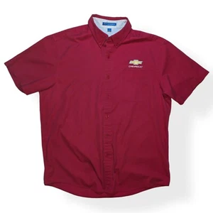 Rote bestickte goldene Fliege kurzärmlig pflegeleichtes Kleid Shirt Größe L - Bild 1 von 3