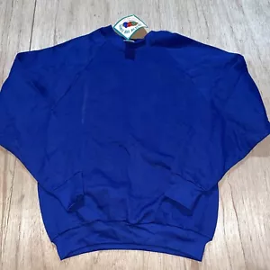 VTG Fruit of the Loom Blank Sweatshirt Womens Large Navy Blue Made in USA - Picture 1 of 5