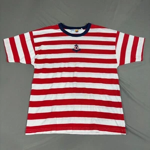 Hang Ten Tee Shirt Mens Medium White Red Striped Short Sleeve Crewneck Pullover - Picture 1 of 7