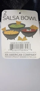 Salsa Dip Bowls Black Plastic Serving Chips Taco Dipping Sauce Dish Set of 2 - Picture 1 of 4