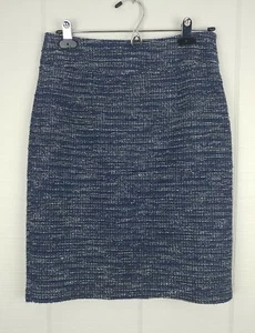 Banana Republic Blue And White Tweed Pencil Skirt Italian Fabric Size 0 - Picture 1 of 4