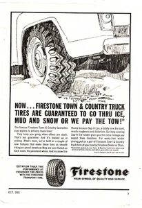 1965 Print Ad Firestone Tires Town & Country Truck Guaranteed to Go Thru Ice Mud - Picture 1 of 1