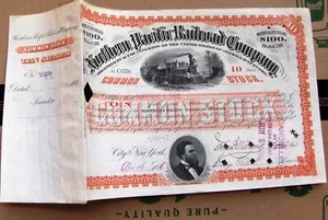 Northern Pacific Railroad Company 1880s- 1890's red stock certificate - Picture 1 of 1