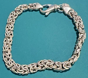 Pulsera de cadena bizantina de plata de ley 925 DYADEMA Italia 10,1 g 8" - Imagen 1 de 11